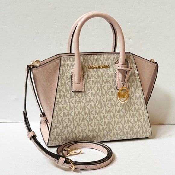 Michael Kors Avril Small Top Zip Satchel Shoulder Crossbody Bag MK Vanilla Pink - Picture 3 of 13